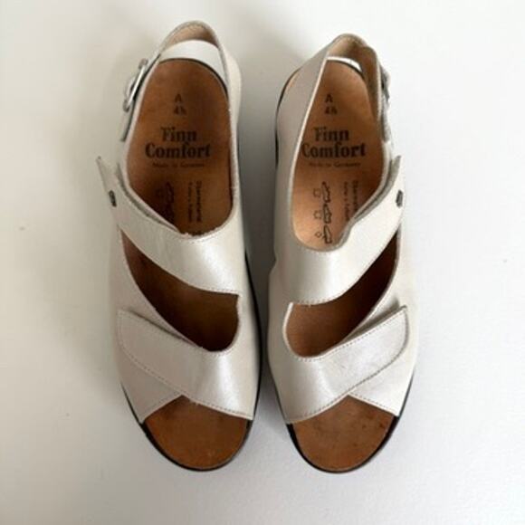 Finn Comfort Beige Wedge Sandals Size 7 Leather Orthopedic Arch Support EUC - Picture 3 of 10